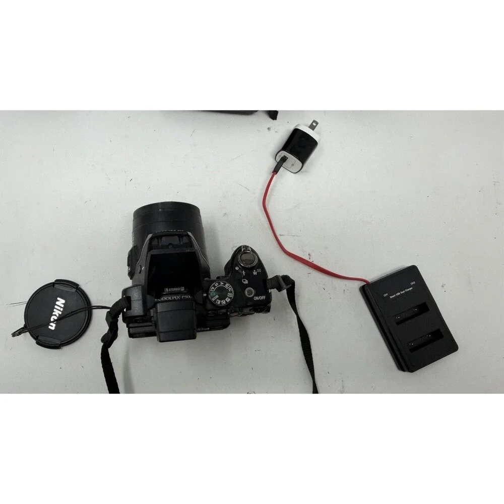 Nikon COOLPIX P500 36X Zoom 12.1MP Tilt Screen Digital Camera - Bundle - Nice